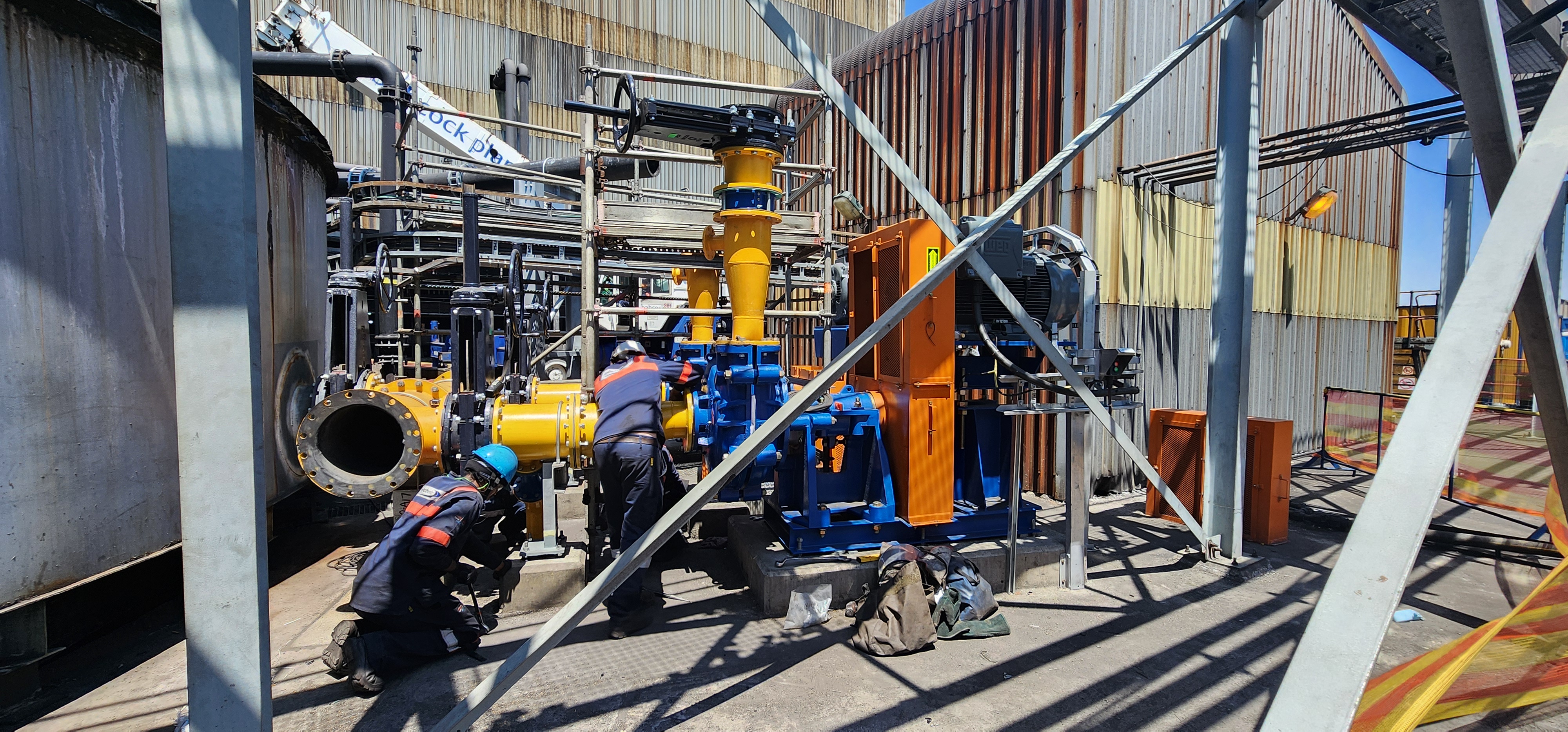 Steel platform and piping structure under construction